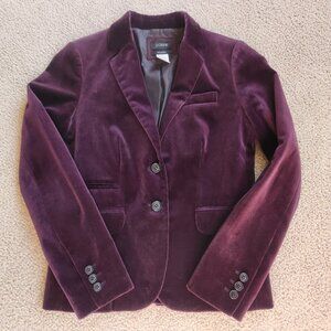 J. Crew Velvet Schoolboy Blazer Purple Plum Eggplant 0